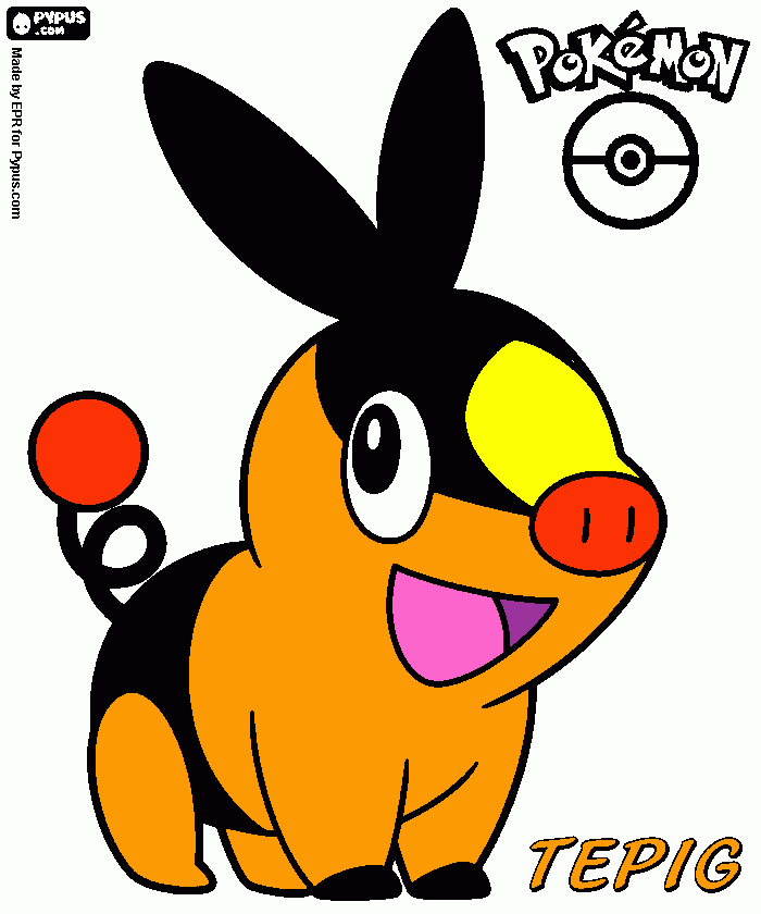 disegni da tepig pokemon f , tepig pokemon f da stampare